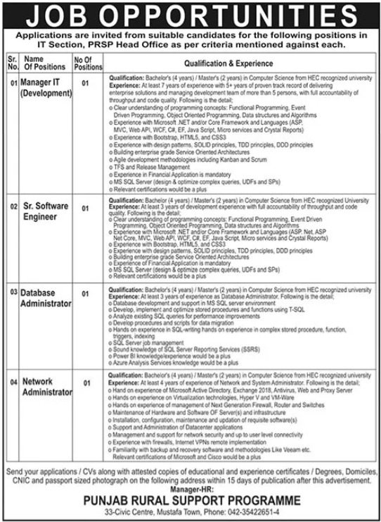 PRSP Lahore Job Opportunities 2024