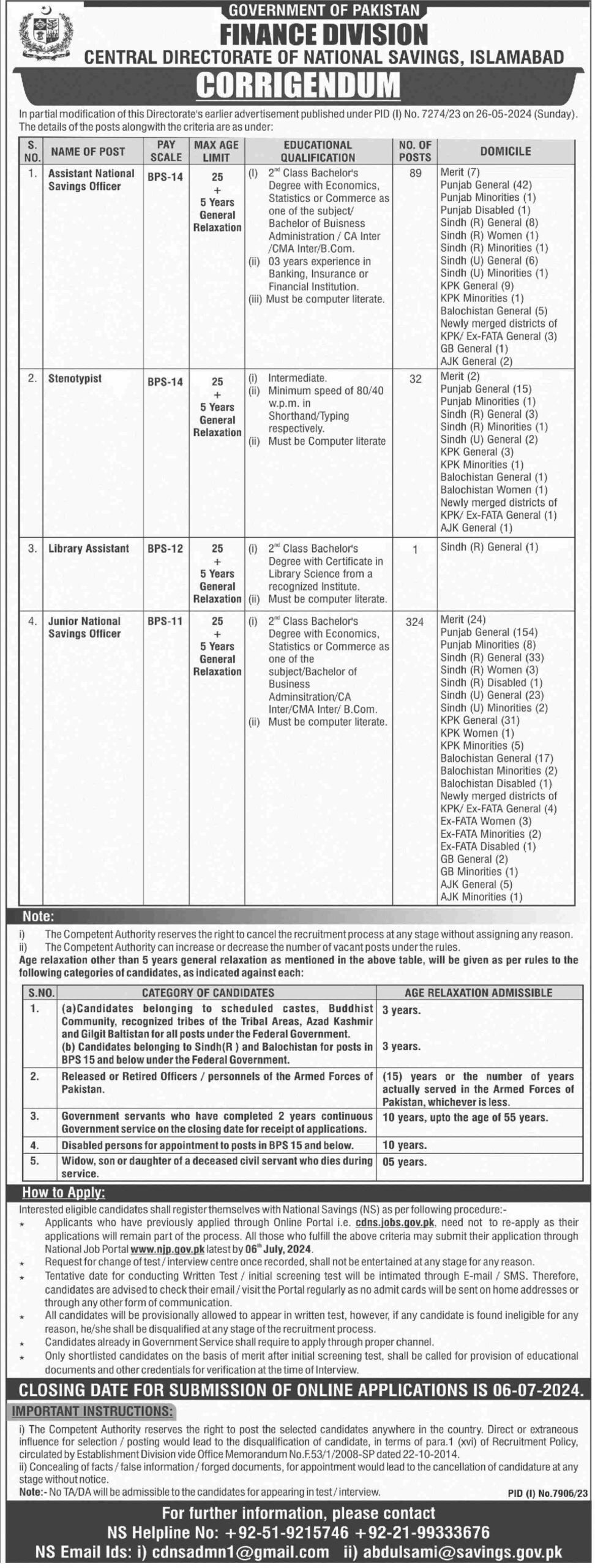 Central Directorate of National Saving Islamabad Jobs 2024