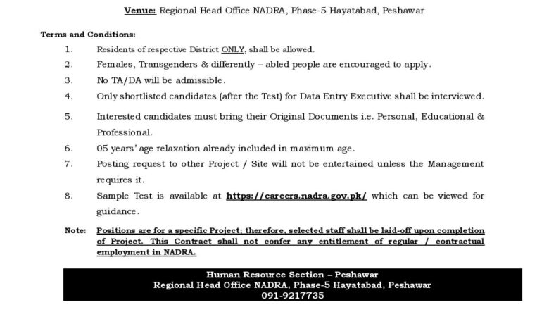 Advertisement For NADRA National Database and Registration Authority Jobs 2023