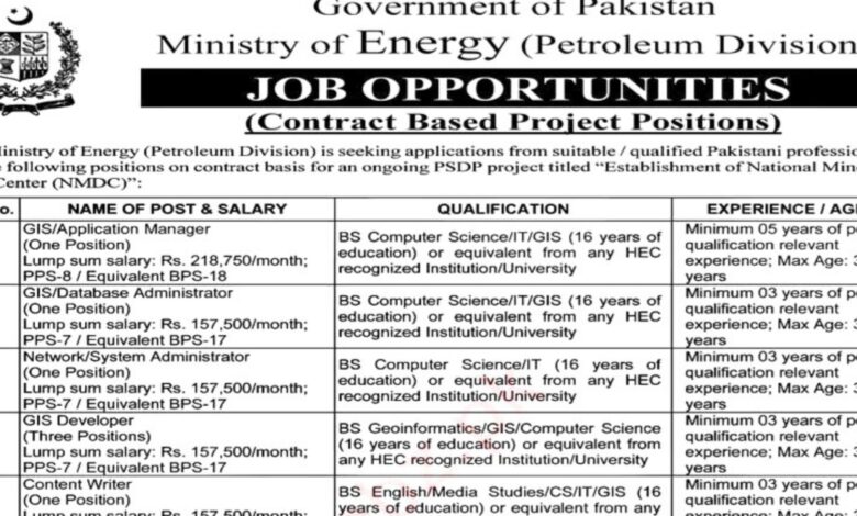 Ministry Of Energy ( Petroleum Division ) Islamabad Latest Job Opportunities 2024