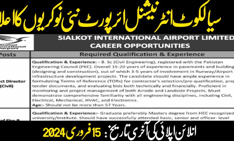 Sialkot International Airport Limited Latest Career Opportunities 2024