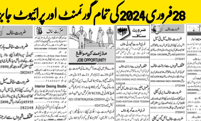 Today All Jobs 28 February 2024 Government & Private Employement Opportunities