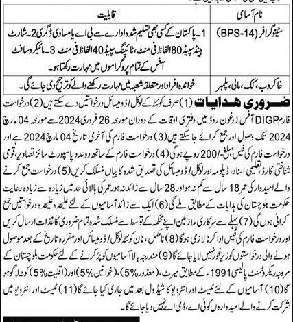Advertisement For District Police Latest Jobs February 2024
