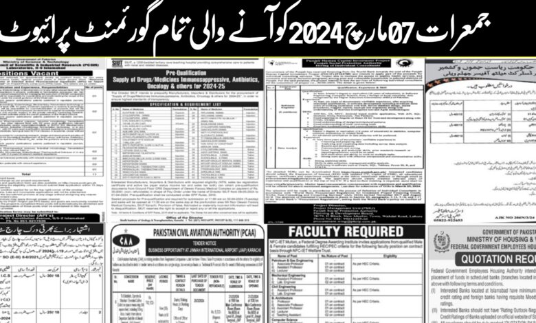 Today Thursday 07 March 2024 All Public & Private Newspaper Job Opportunities