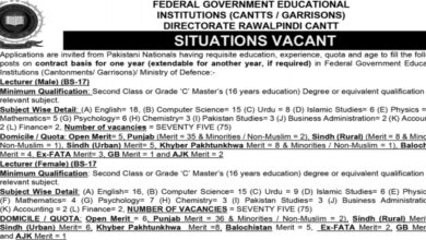 FGEI Rawalpindi Latest Male Female Lecturer Job Opportunities 2024
