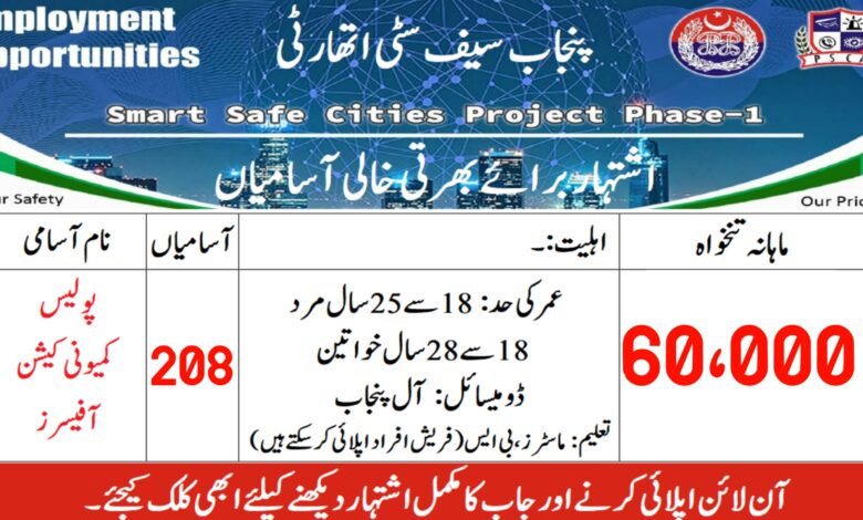 PSCA Lahore Police Communication Officer Jobs 2024