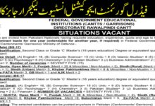 Federal Government Educational Institutions Male Female Lecturer Jobs 2024