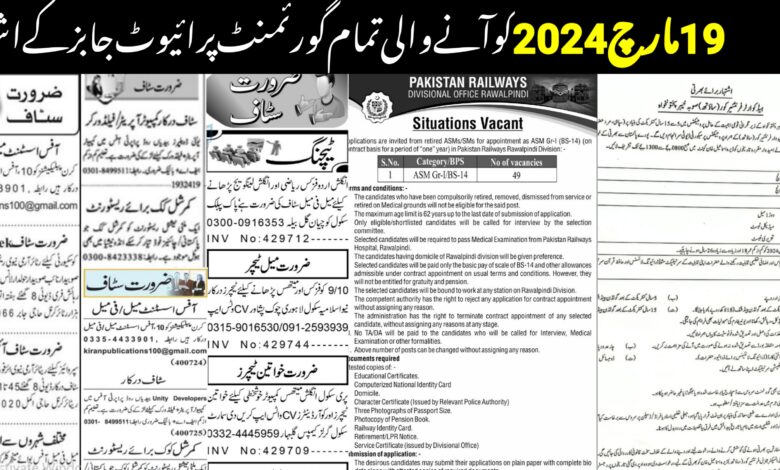 Today All Newspaper Jobs Tuesday 19 March 2024