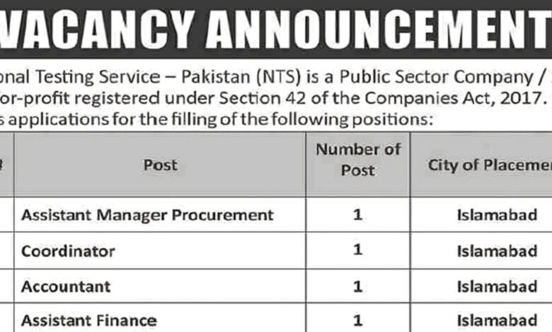 NTS Islamabad Latest Jobs 2024