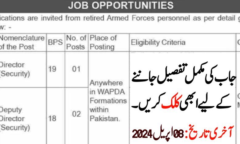 WAPDA Job Opportunities 2024