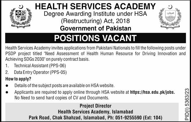Health Service Academy Islamabad Latest Job Opportunities March 2024