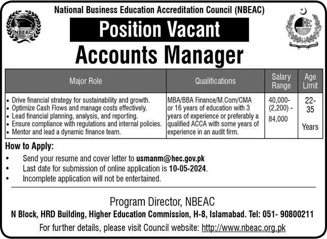 NBEAC Islamabad Jobs 2024