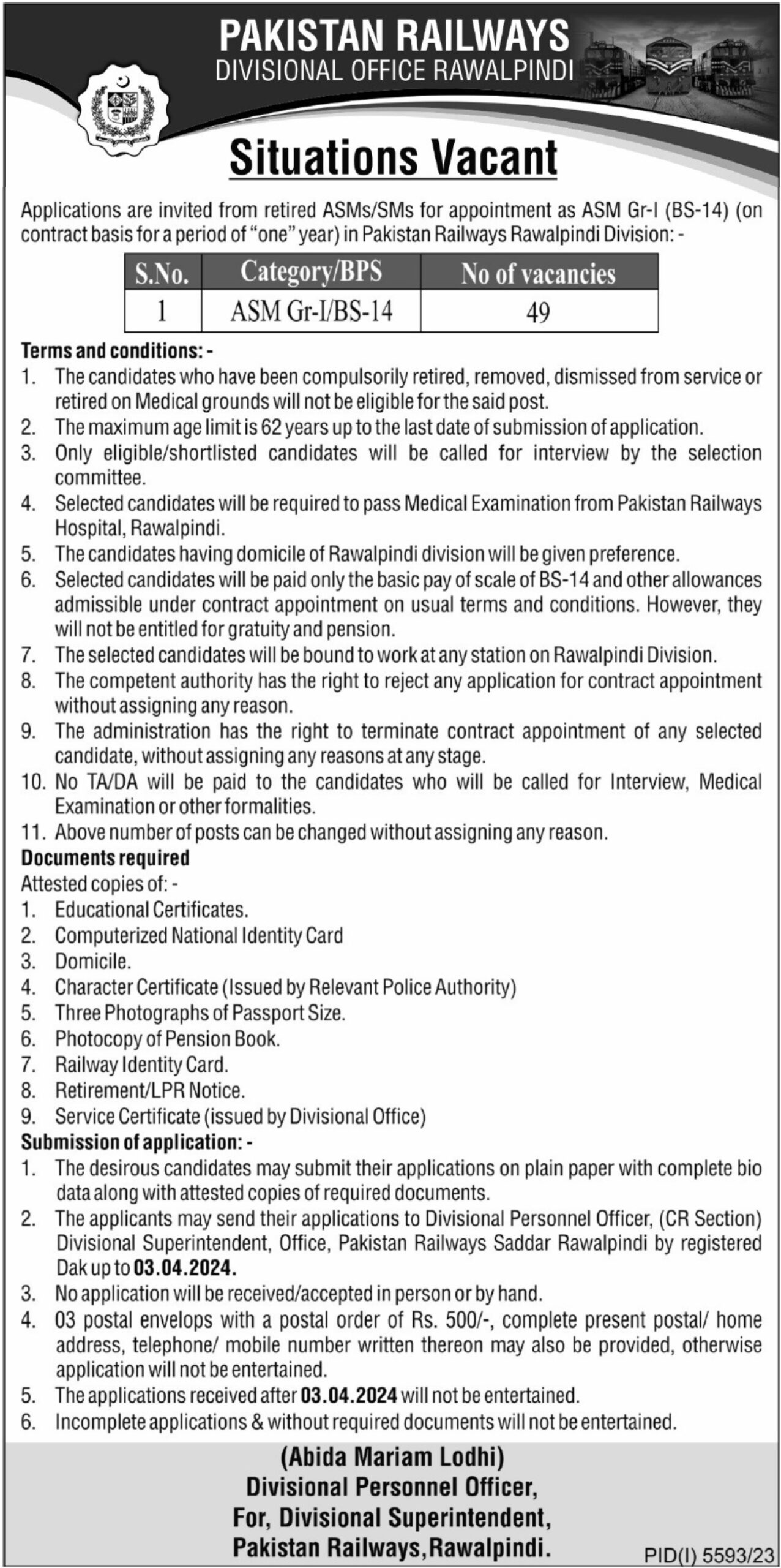 Pakistan Railways Division Office Rawalpindi Latest Jobs March 2024