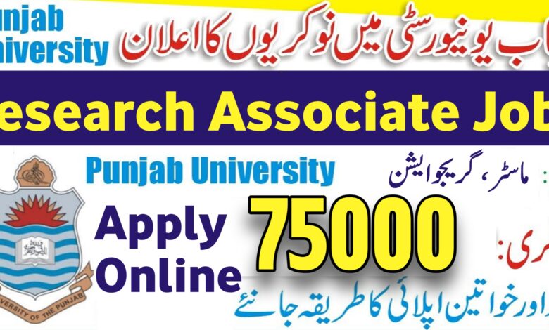 PU Lahore Research Associate Jobs 2024