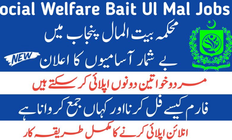 Social Welfare & Bait Ul Maal Department Lahore Jobs 2024