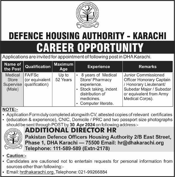 Defence Housing Authority DHA Jobs 2024 