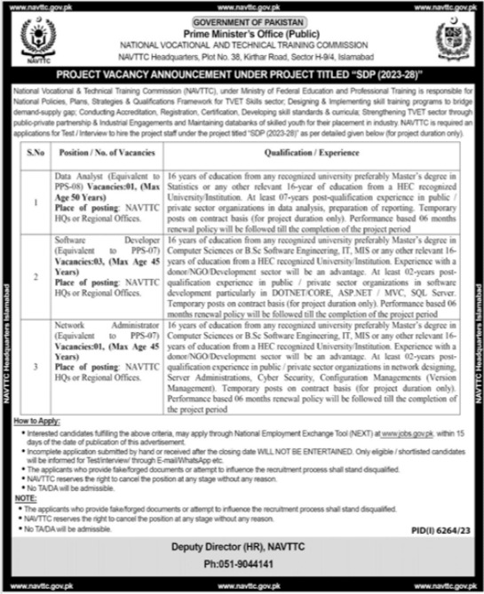 NAVTTC Islamabad Jobs 2024 
