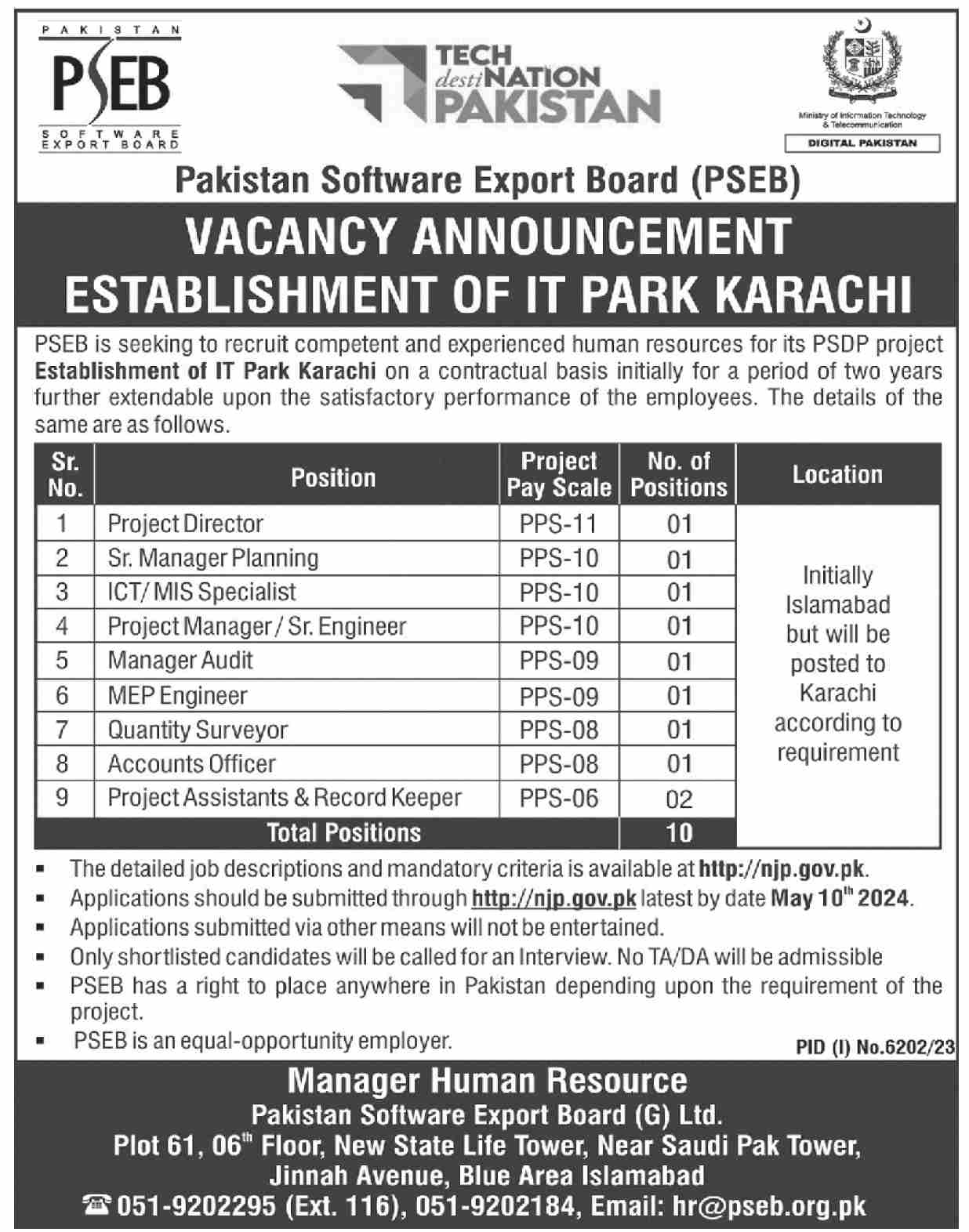 PSEB Islamabad Jobs 2024 