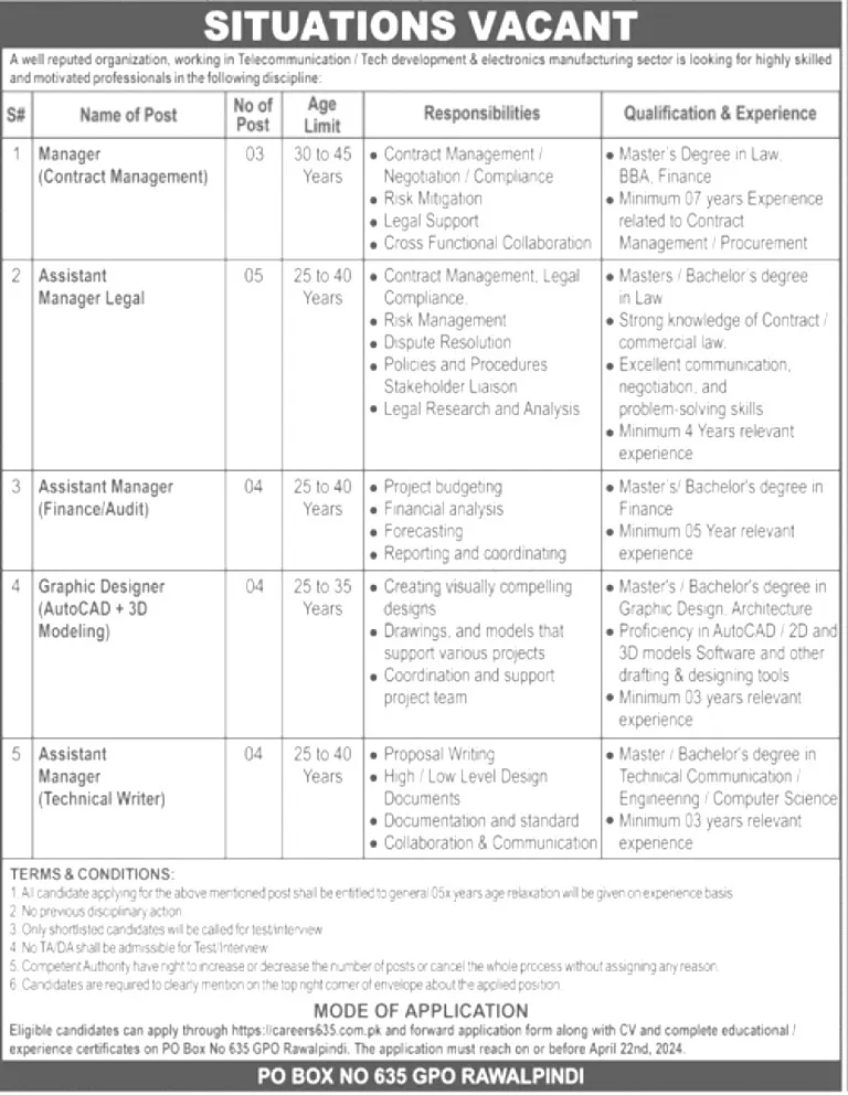 Pak Atomic Energy PO Box NO 635 GPO Rawalpindi Jobs 2024