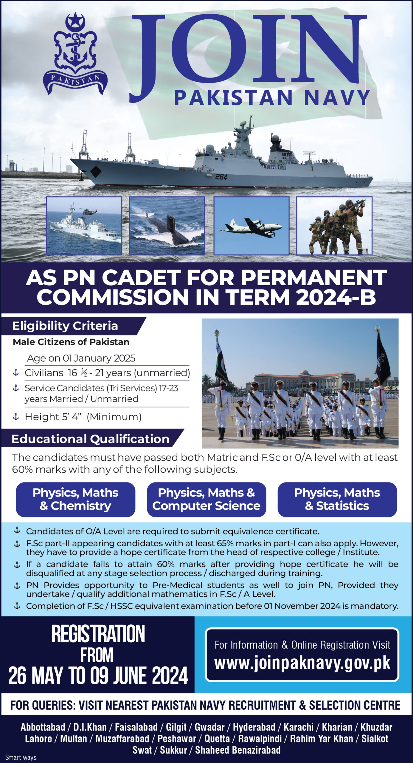 Join Pakistan Navy As Commissioned Officer PN Cadet Batch 2024