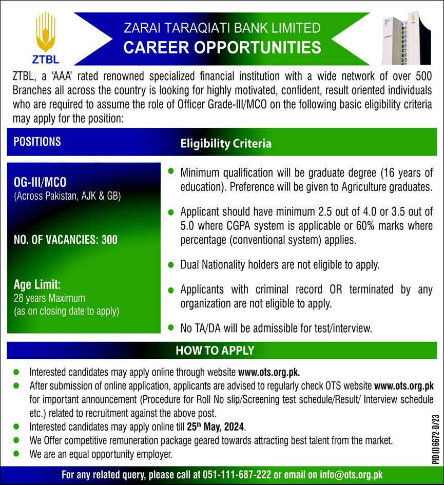ZTBL-Jobs-2024-OG-III-MCO-Across-Pakistan
