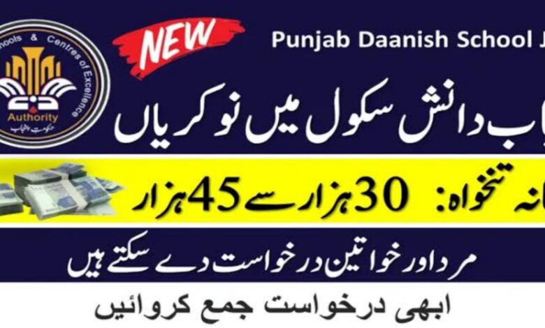 Punjab Daanish Schools & Center Of Excellence Authority Jobs June 2024