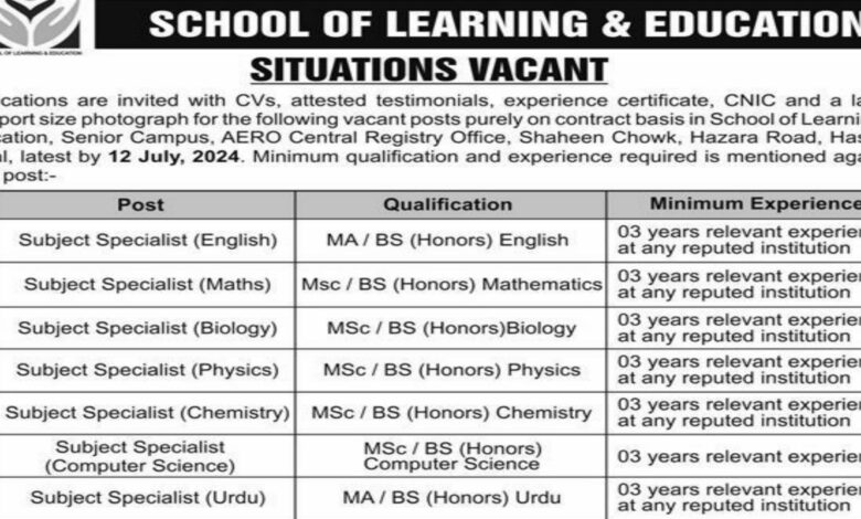 School Of Learning And Education Subject Specialist Jobs July 2024