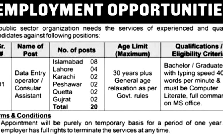 Public Sector Organization Islamabad Employement Opportunities 2024