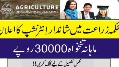 Punjab Agriculture Department Lahore Latest Internship Program 2024
