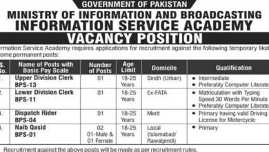 Ministry Of Information & Broadcasting Islamabad Latest Job Opportunities 2024