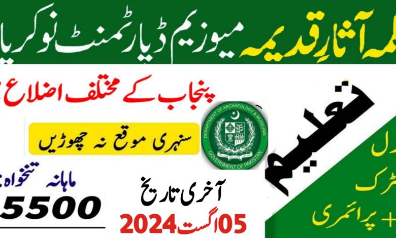 Department of Archaeology & Museums Lahore Jobs 2024