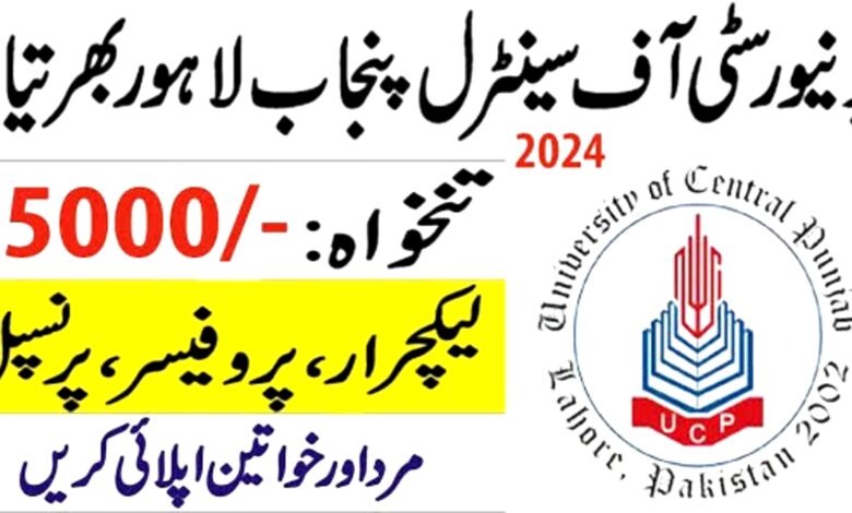 University of Central Punjab Lahore Jobs 2024