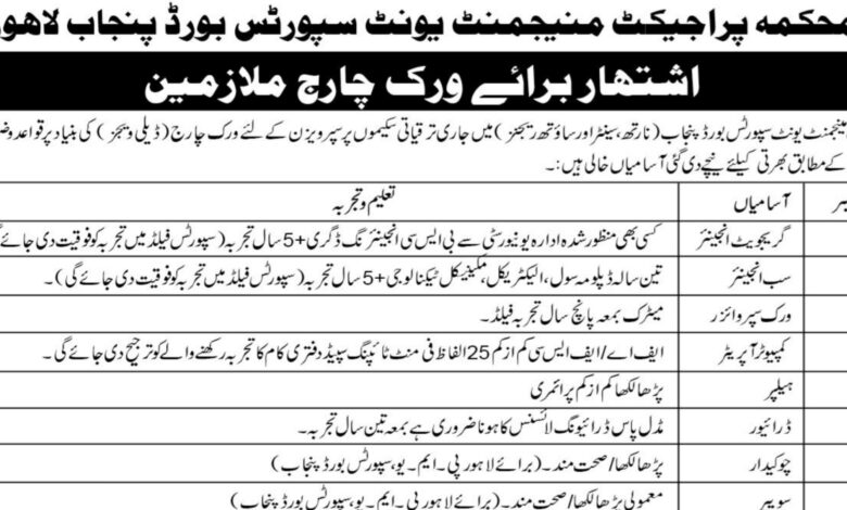 Sports Board Punjab ( Daily Wages Basis ) Jobs 2024