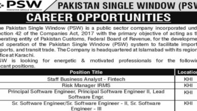 Pakistan Single Window PSW Karachi Latest Career Opportunities 2024