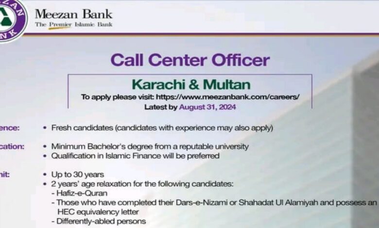 Meezan Bank Call Centre Officer Jobs 2024