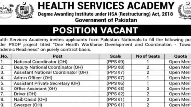 Health Services Academy Islamabad Job Opportunities 2024