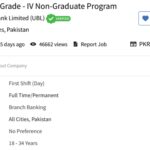 UBL Bank Officer Grade IV Non-Graduate Program Batch 2024