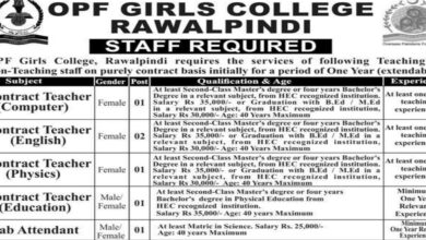 OPF Girls College Rawalpindi Latest Jobs 2024