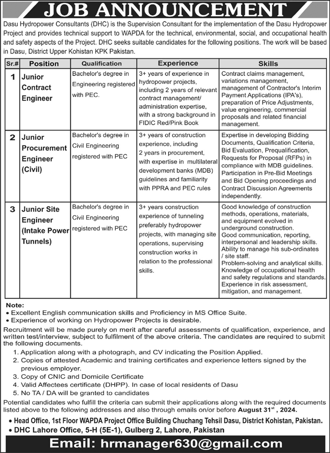 Water and Power Development Authority WAPDA Jobs 2024