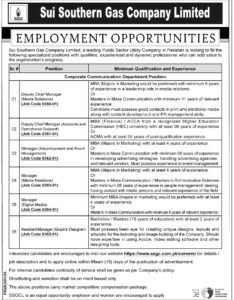 SSGC Latest Employement Opportunities 2024