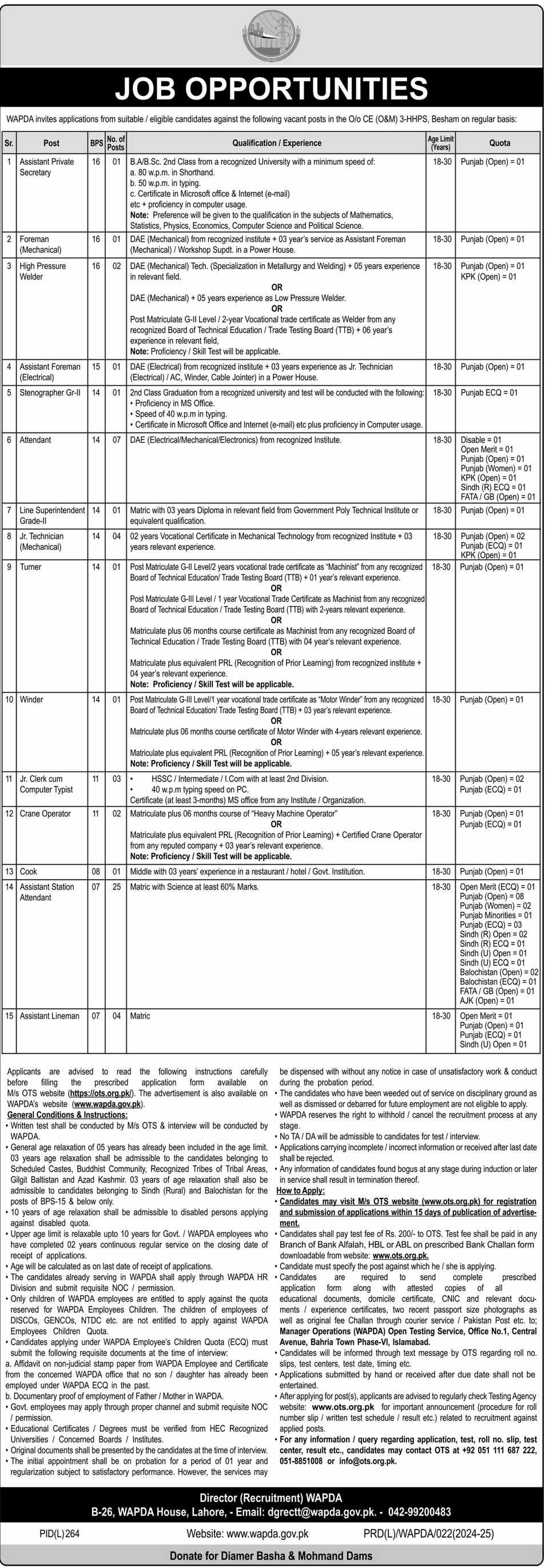 Advertisement Wapda ( Regular Basis ) Job Opportunities 2024