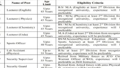 Pakistan Steel Cadet College Karachi Jobs Notice 2024