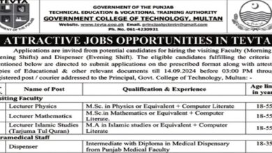 TEVTA Multan Jobs Notice 2024