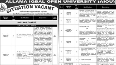 Allama Iqbal Open University AIOU Islamabad Jobs Notice 2024