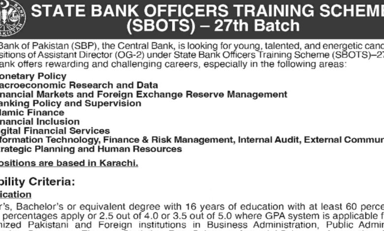 State Bank of Pakistan SBP Karachi Jobs Notice 2024