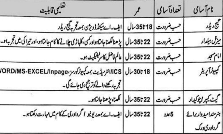 Punjab Irrigation Department Bahawalpur Jobs Notice 2024