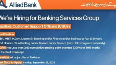 ABL Allied Bank Limited ( Customer Support Officers ) Jobs Notice 2024