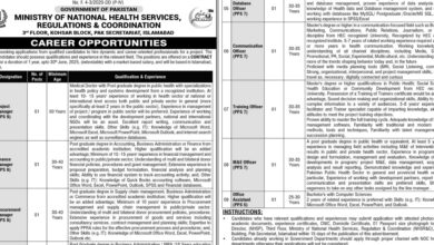 Ministry of National Health Services Regulations & Coordination NHSRC Islamabad Jobs Notice 2024