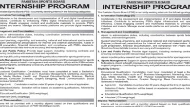 Pakistan Sports Board Islamabad Internship Program Notice 2024