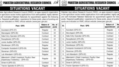 Pakistan Agriculture Research Council PARC Islamabad Jobs Notice 2024